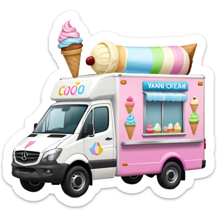 Extended length body Sprinter 4500 van high roof delivery truck ice cream mobile  sticker
