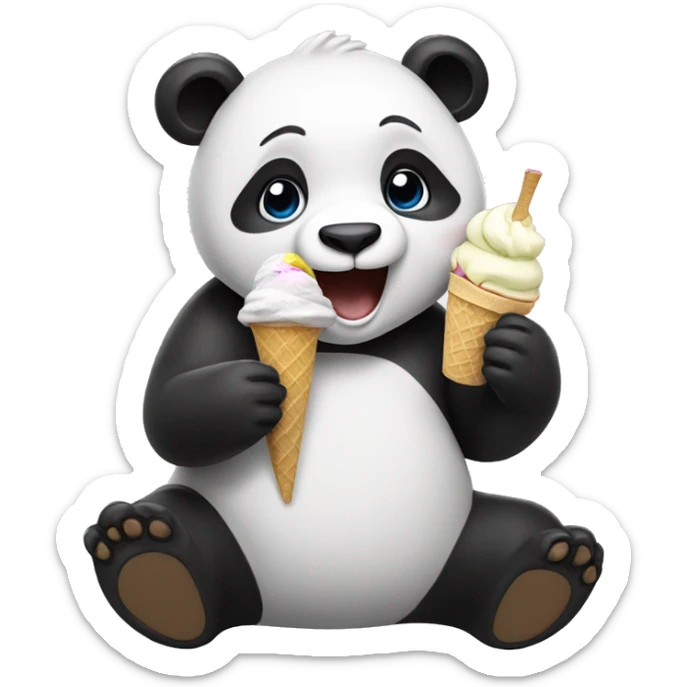 Panda eating ice cream sticker