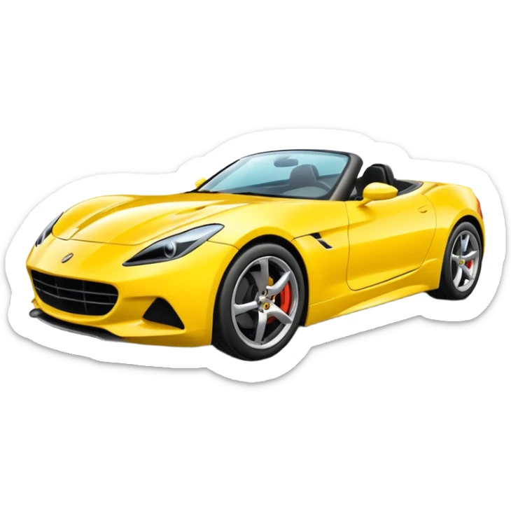 Generate a high-quality iPhone-style emoji of a yellow sports car, sleek and shiny, realistic shading, smooth gradient colors, 3D cartoon-like style, simple white background, high-resolution.

 sticker