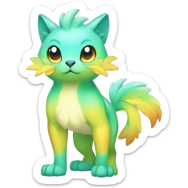 Cute cool shiny colorful animal hybrid Fakemon full body sticker