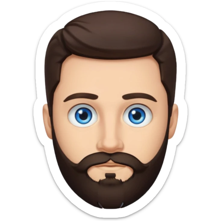 Frankie Zulferino (b.1990) with blue eyes, dark brown hair and beard sticker