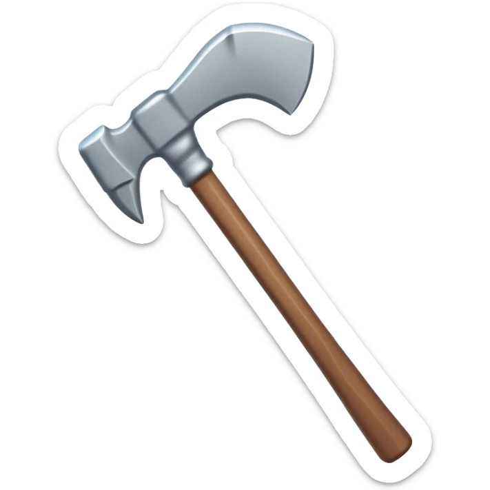 Clash of Clans aesthetic: Cinematic Playful Pixel 3D isometric Pickaxe Emoji, rendered in a 3D vector-style similar to standard emojis with minimal shading and bold, simplified shapes. A compact, distinct form with signature details, softly glowing with a pixelated adventure charm. Simplified yet unmistakably iconic, highly detailed and consistent, glowing with a soft radiance and high shine. Stylized with a touch of classic pixel-art charm and a soft glowing outline, capturing the essence of a beloved gaming relic with a friendly, playful manner! sticker