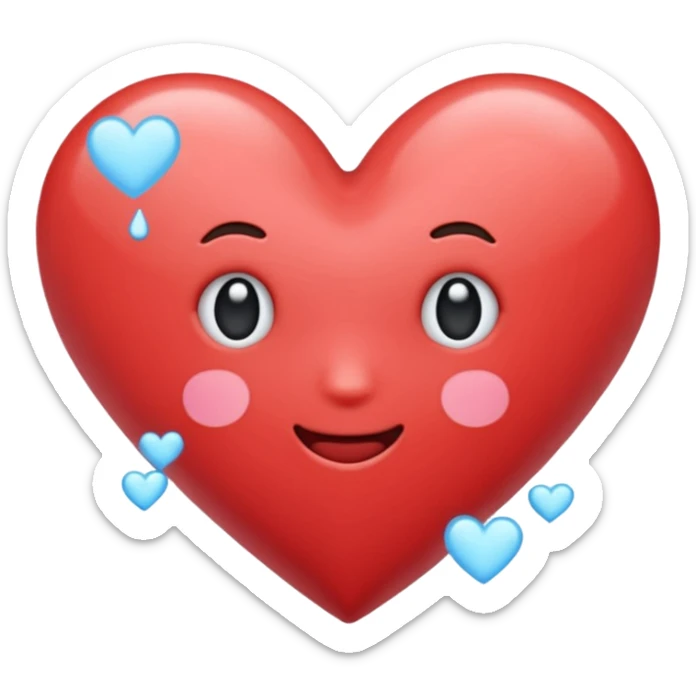 Crea un emoji de corazon que una mitad sea celeste y la otra blanca y en la unión de los colores que este difuminado sticker