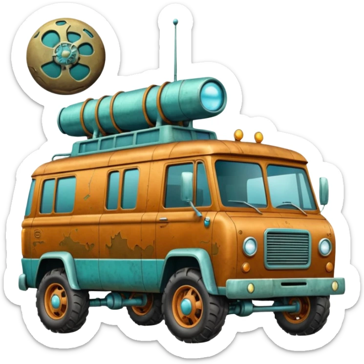 antique tall truck robotic twenty passenger Moon rover Scooby Doo Mystery Machine  sticker