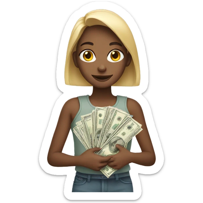 girl holding a lot of money  sticker