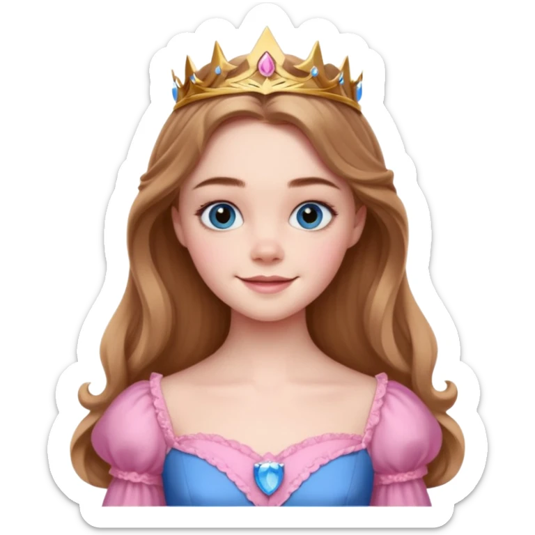 Elle fanning as princess Aurora in Maleficent but with brown hair and blue eyes sticker