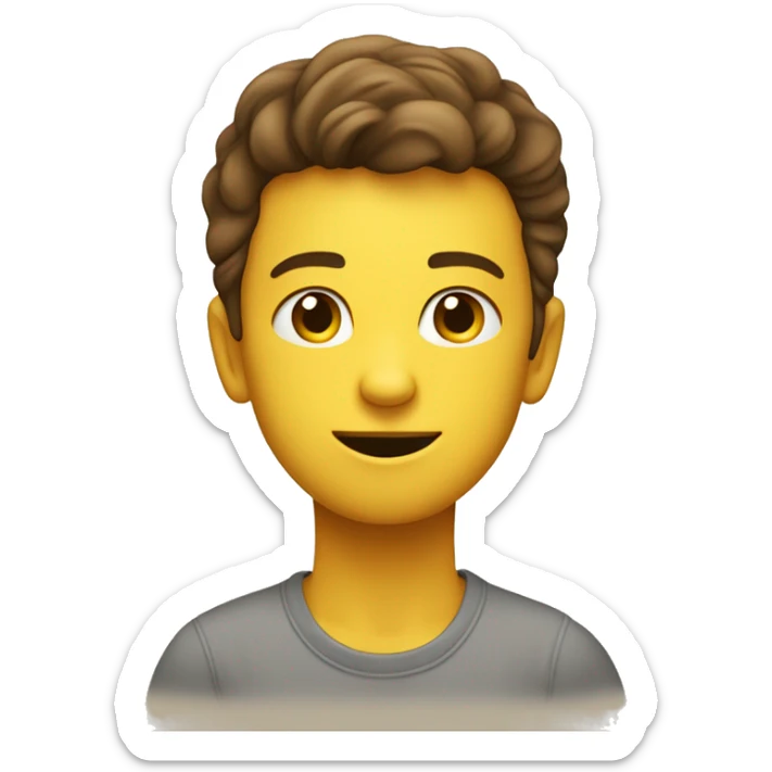 Een bruine jongen met een volledig licht geel t shirt sticker