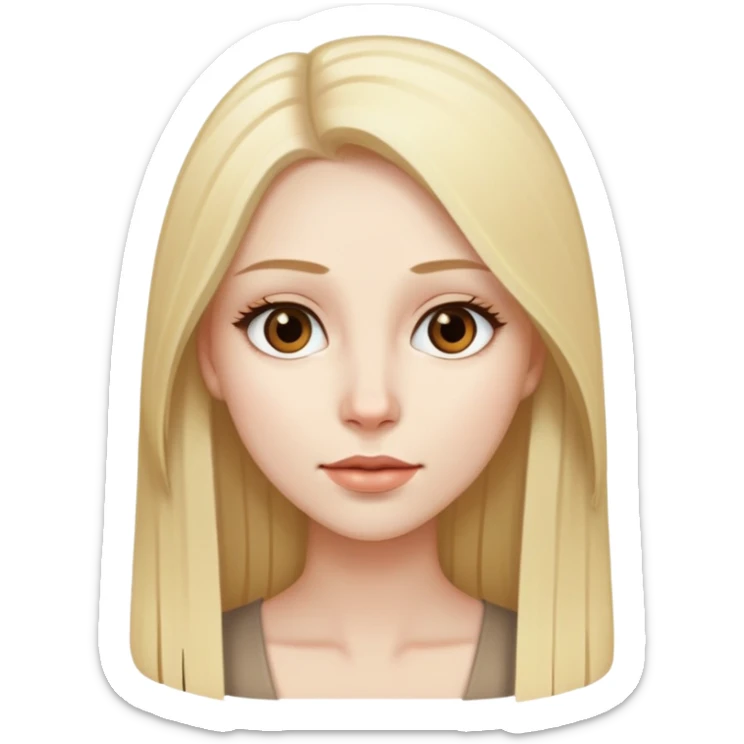 woman with pale skin, long straight blonde hair, brown eyes sticker