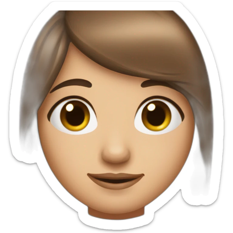 girl who look like sqirl with brown long straight hair, fringe and dark eyes sticker