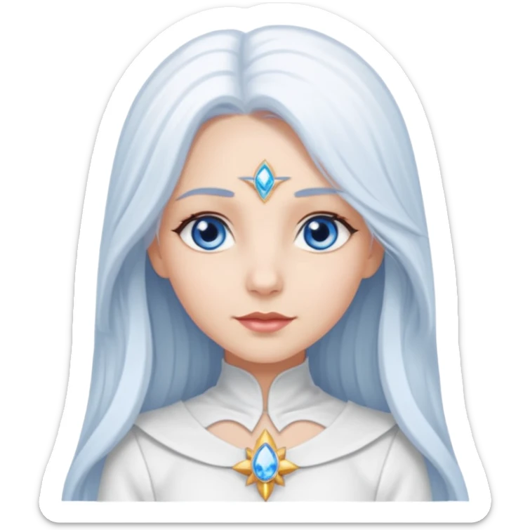 Good Witch of the North from The Wizard of Oz with light skin, blue eyes, long white hair, white outfit sticker