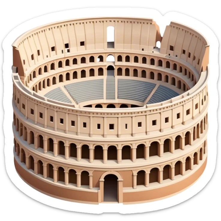 Cinematic Realistic Colosseum Landmark Emoji, depicted as the ancient Roman amphitheater rendered with dramatic architectural detail and dynamic lighting. sticker