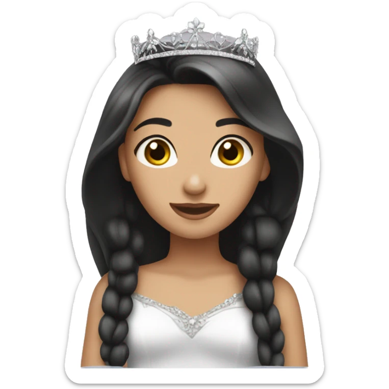 Fair-skin-elegant-girl-with-long-dark-hair-with-tiara sticker