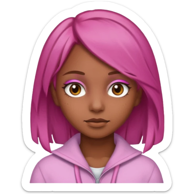 girl with brown hair and brown eyes and pink  end of a hair sticker