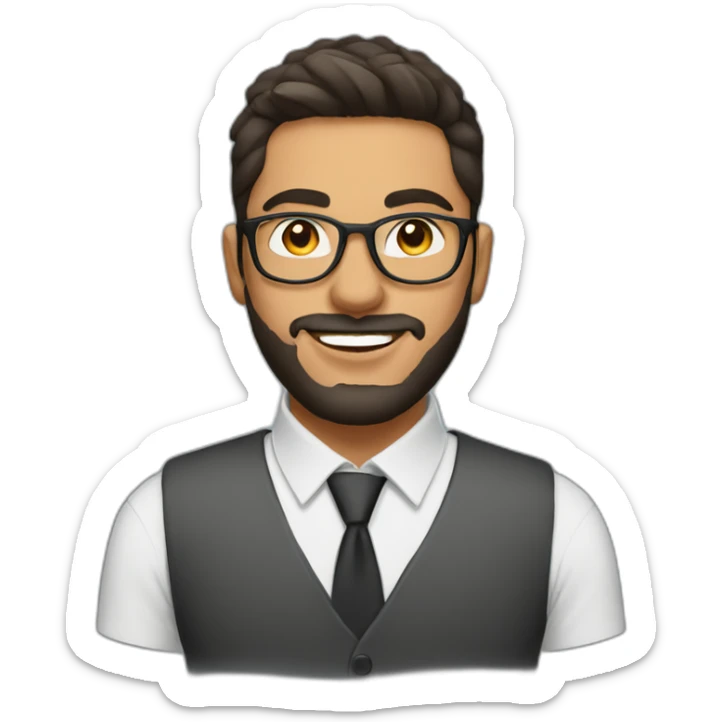 tunisian young finance guy round glasses with beard and fade haircut sticker