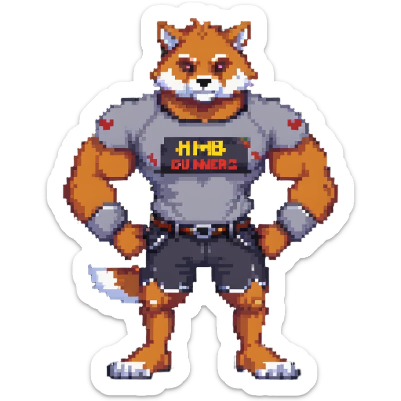 muscular furry character wearing a t-shirt that says 'Himbo Gunners' sticker