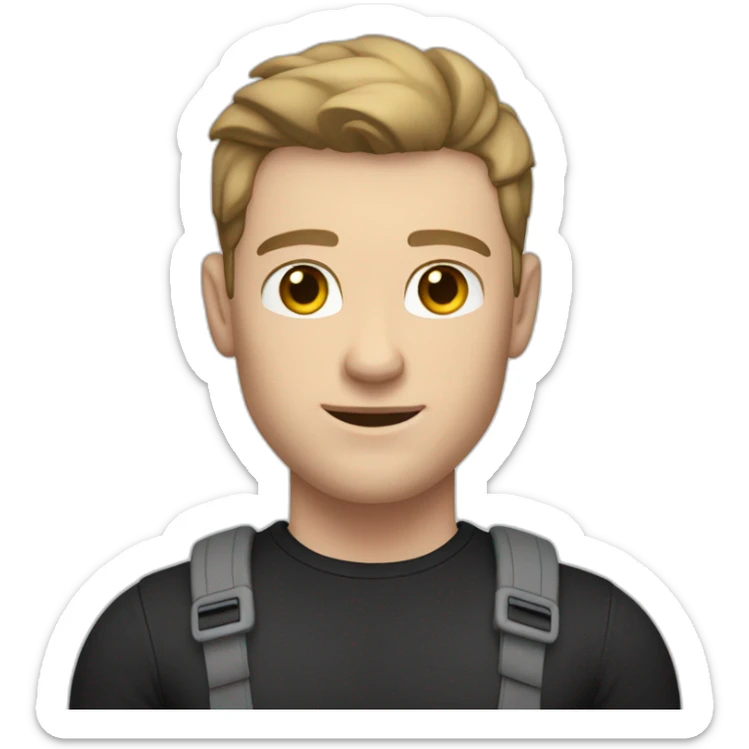 Pale skinned Fit Man With the biceps and brown hair in black shirt and gray shorts sticker