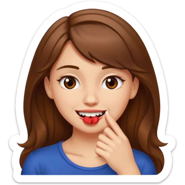 Une fille brune et blanche qui se mord l'ongle avec ses dents comme si elle draguait qqn sticker
