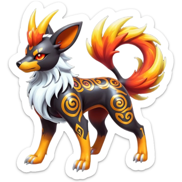 Shiny Gothic Exotic Punk’ish Cool Colorful Epic Futuristic Houndoom-Arcanine-Zorua-Torracat-Pokémon-Fakémon-hybrid-creature sticker