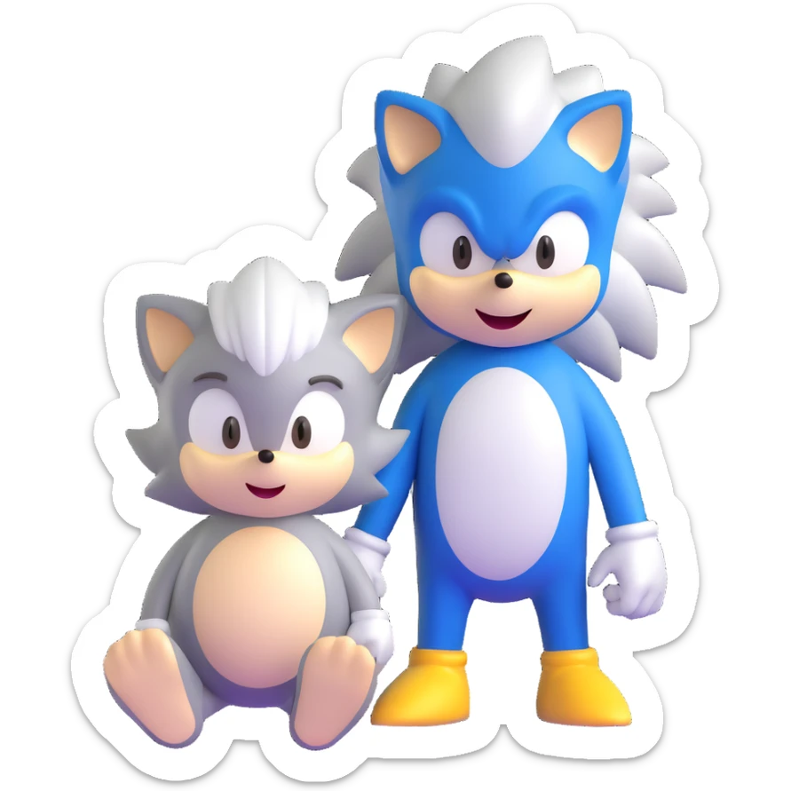 Baby Sonic the Hedgehog and baby Silver the Hedgehog together sticker