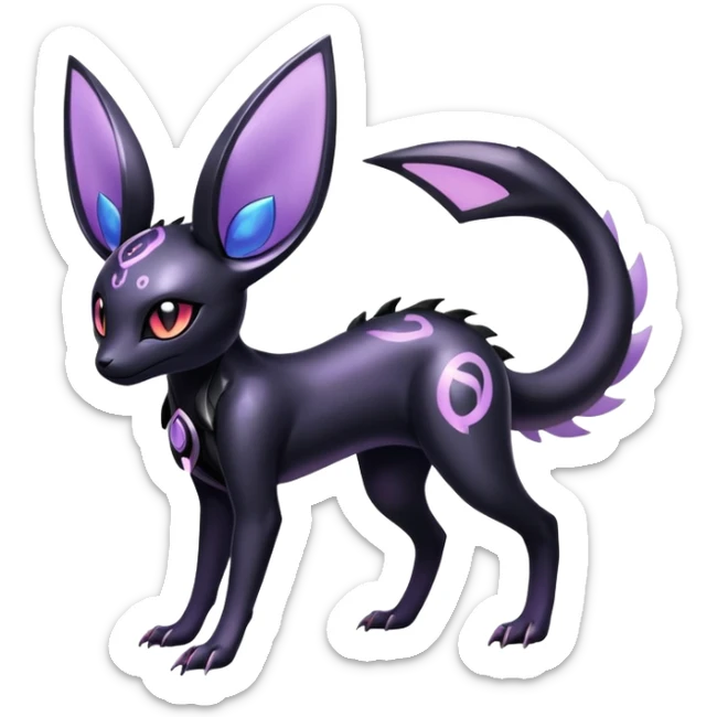 Shiny Ethereal Celestial Futuristic Modern Cyber-Salandit-Umbreon-Espeon-Hybrid (Full body) sticker