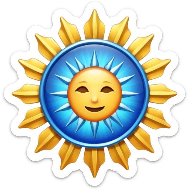 Verified badge with the body of a Sun ☀️ make the color blue and make sure they is no cartoon in it sticker