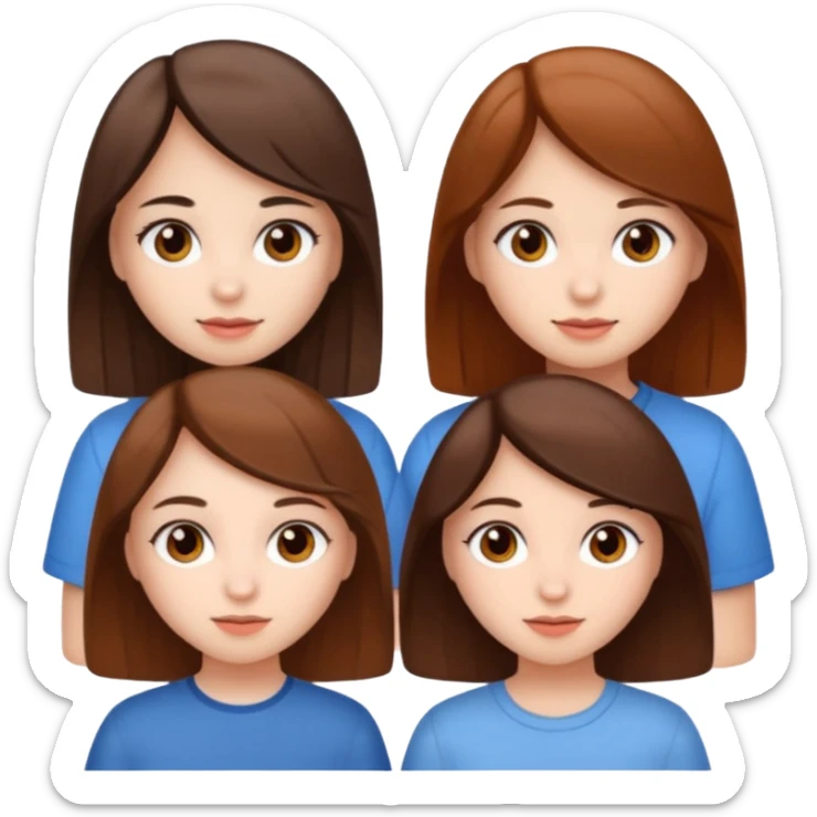 Three girls white skin brown eyes and brown hair  sticker