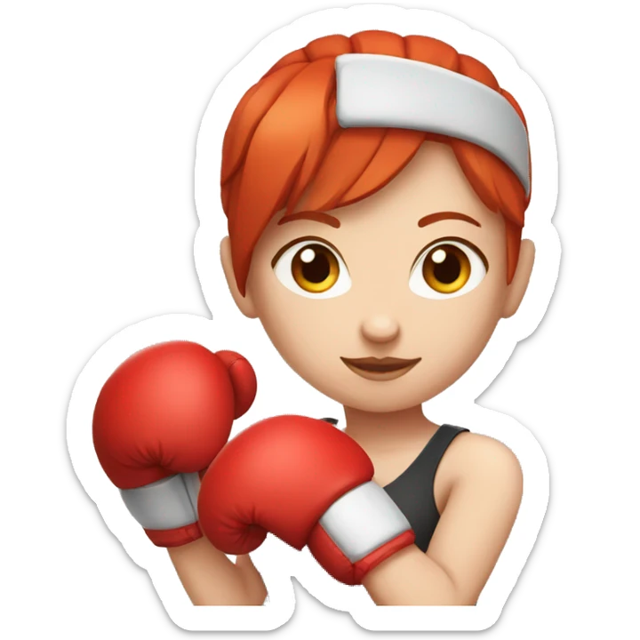 Boxing girl, red hair, white skin, red boxing gloves sticker
