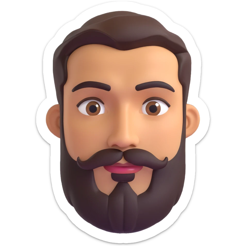 emoji of a man with olive skin tone and beard, simple and clear facial expression, no background sticker