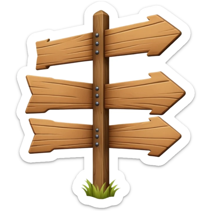 Wooden sign post made of felt texture, scrapbooking style, transparent background sticker