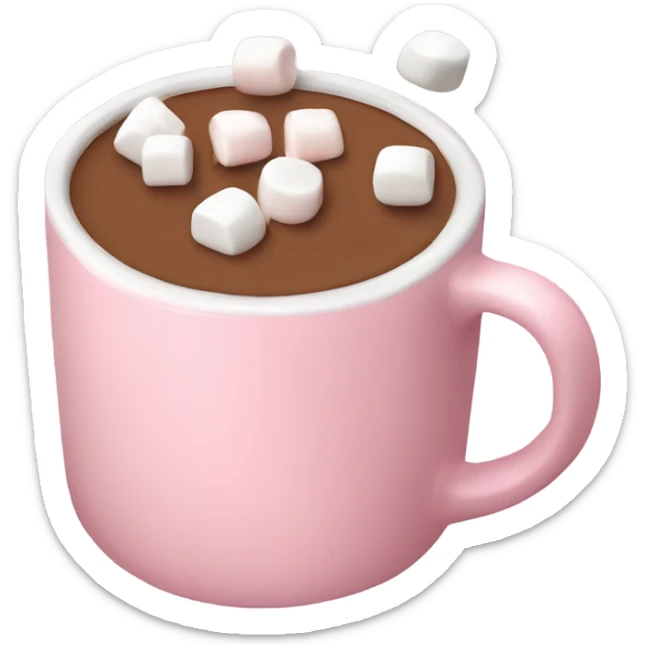 Light Pink mug of hot chocolate with marshmallows  sticker