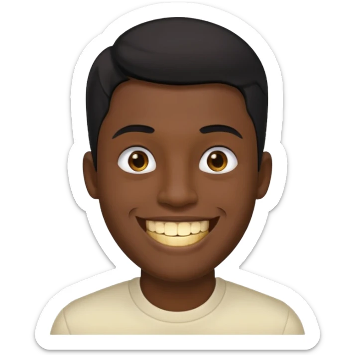 Isso agora faca esse emoji masculino com um cabelo preto baixo e um sorriso com um dente de ouro sticker