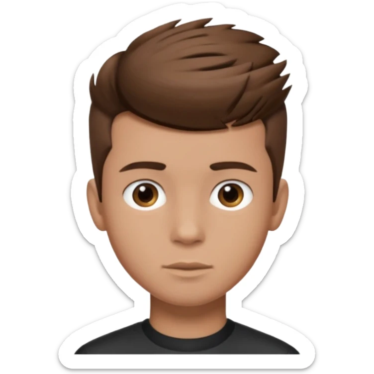 create a fringe haircut boy with a brown hair with hair little up more looking like quiff hairstyle sticker