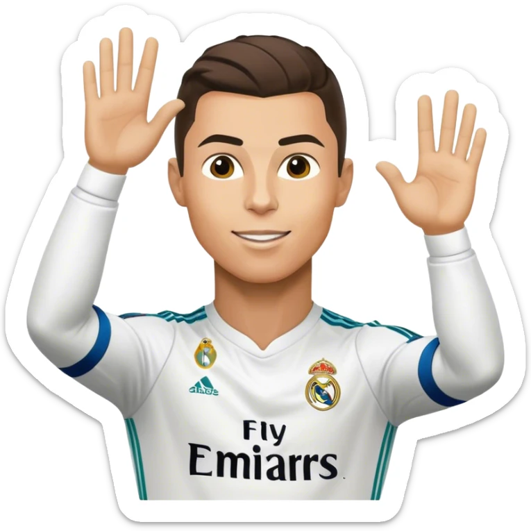 A emoji of christiano ronaldo in a real madrid kit doing a celebration sticker
