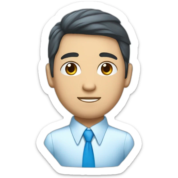 Un chico de pelo azul, ojos azules, camisa blanca, chaqueta azul y corbata azul  sticker