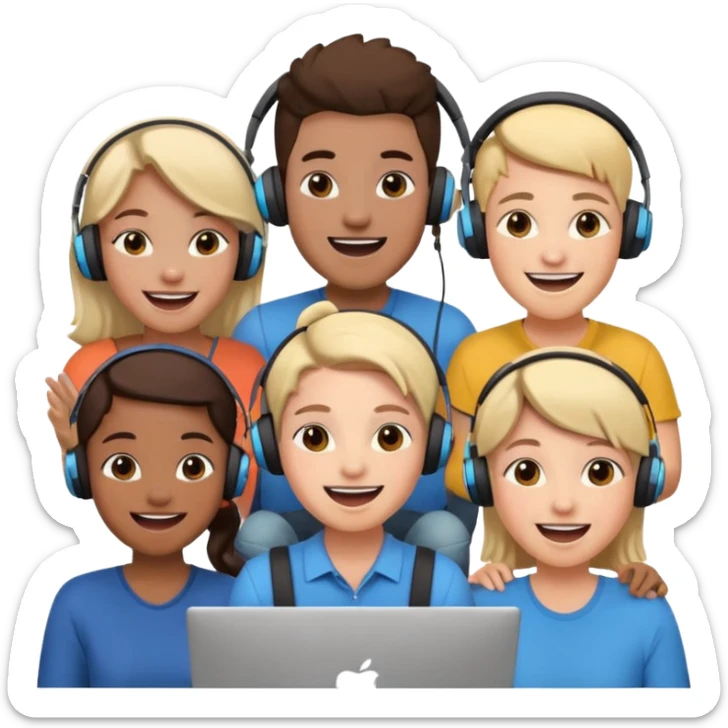 Personas reunidas charlando entre amigos en videoconferencia sticker