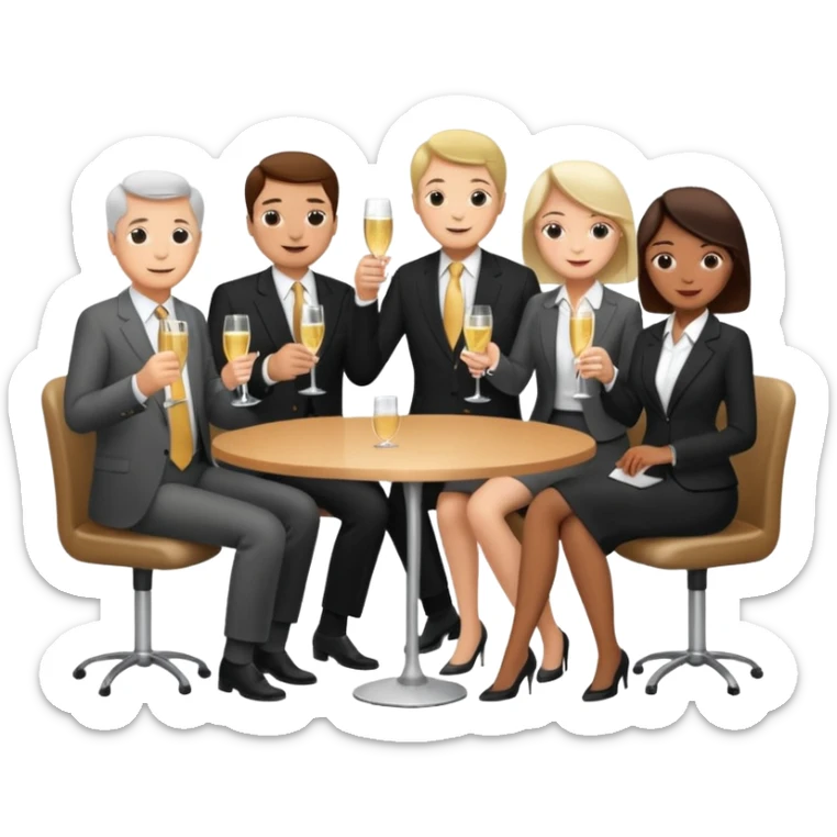 A large dense crowd of adults and seniors at an afterwork meeting sticker