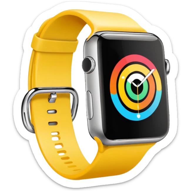 a colourful apple watch with fitness rings in the style of an ios emoji  sticker