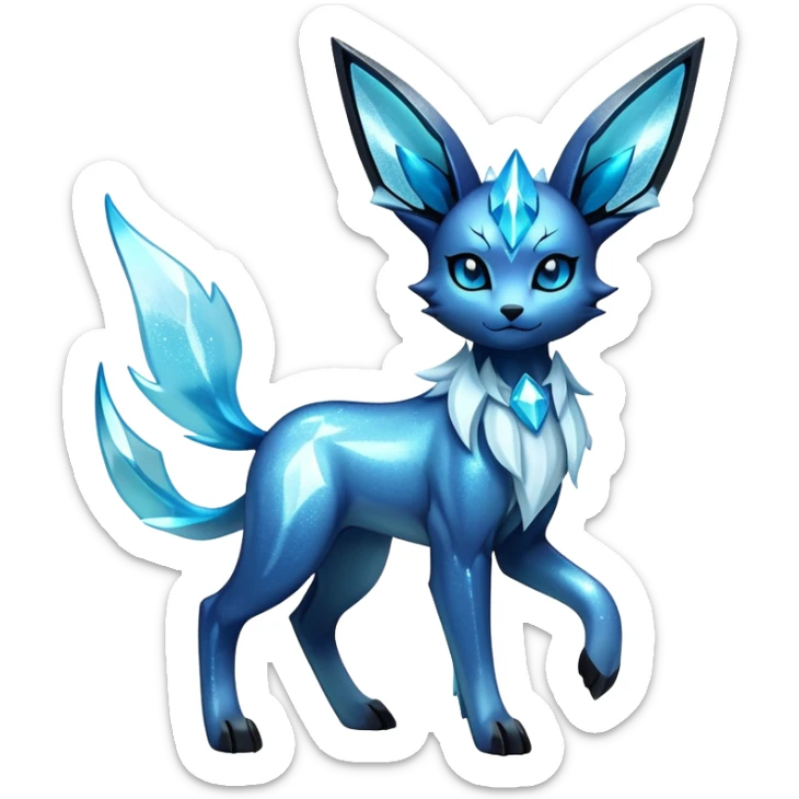 Shiny Edgy Badass Dark Gothic Glittery Ethereal Sparkly Glaceon-Amaura-Aurorus-Fakémon-hybrid-creature (full body)  sticker
