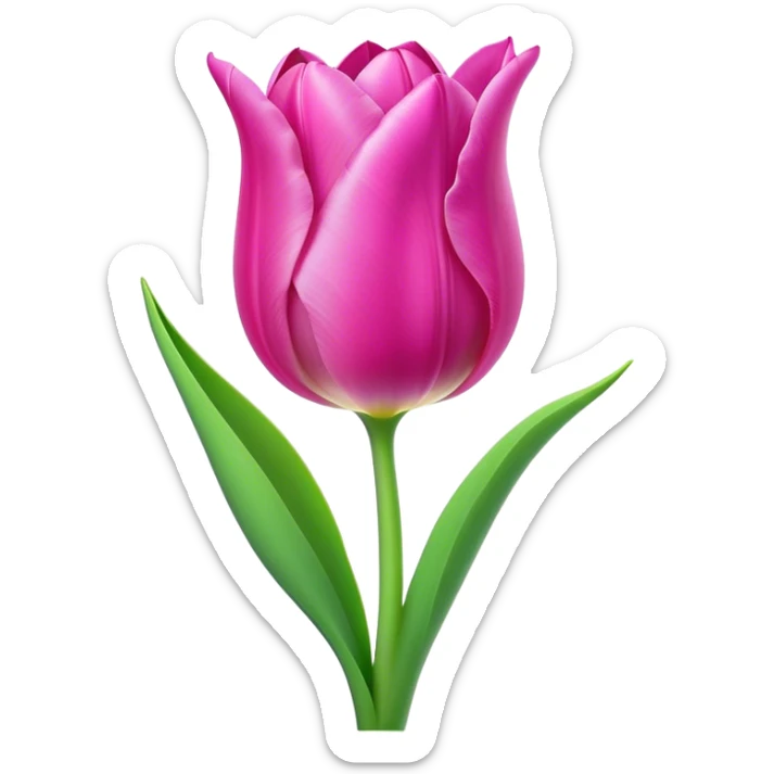 Cinematic Realistic Tulip Emoji, Elegant and simple, with soft, smooth petals in shades of pink and purple, gently curved and reaching upward. The slender green stem contrasts against the delicate bloom, while surrounding greenery adds a peaceful touch. Soft glowing outline, capturing the essence of springtime beauty and grace in a delicate tulip. sticker