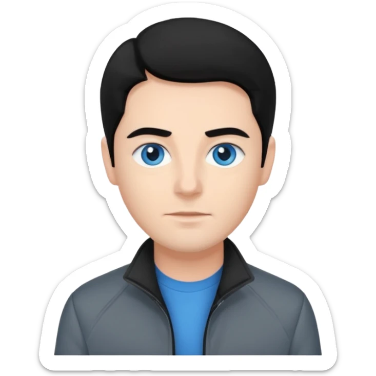 Neil McCormick from Mysterious Skin with blue eyes, black hair, black shirt, gray jacket sticker