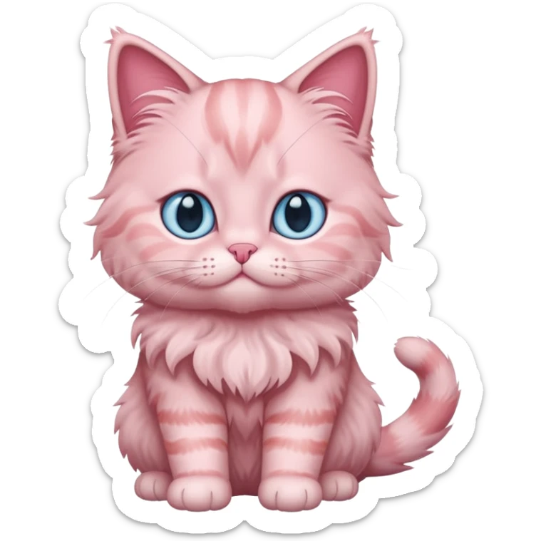 full body of baby Brishtish longhair pink cat  sticker