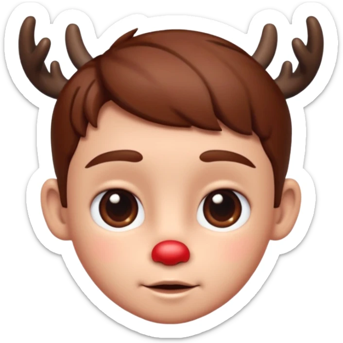 Rudolph cute face emoji for slack simple with hair, like the first one of that most recent message sticker