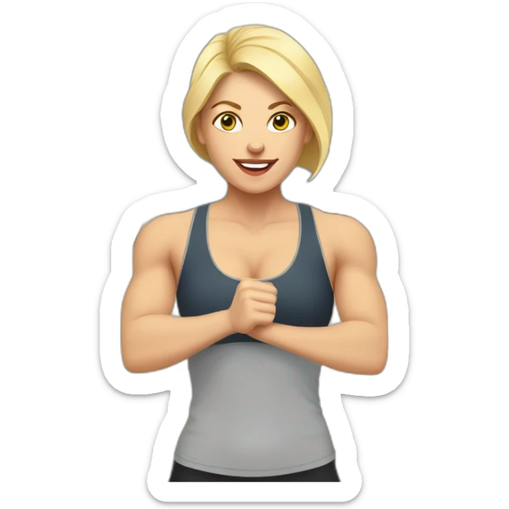 strong white woman working out in the fitness room sticker
