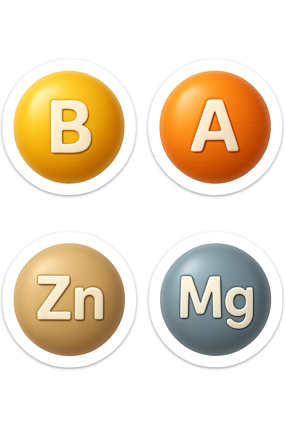 emoji stile iphone in 3d di vitamina B, vitamina A, zinco, magnesio, iperrealistico 4k sticker