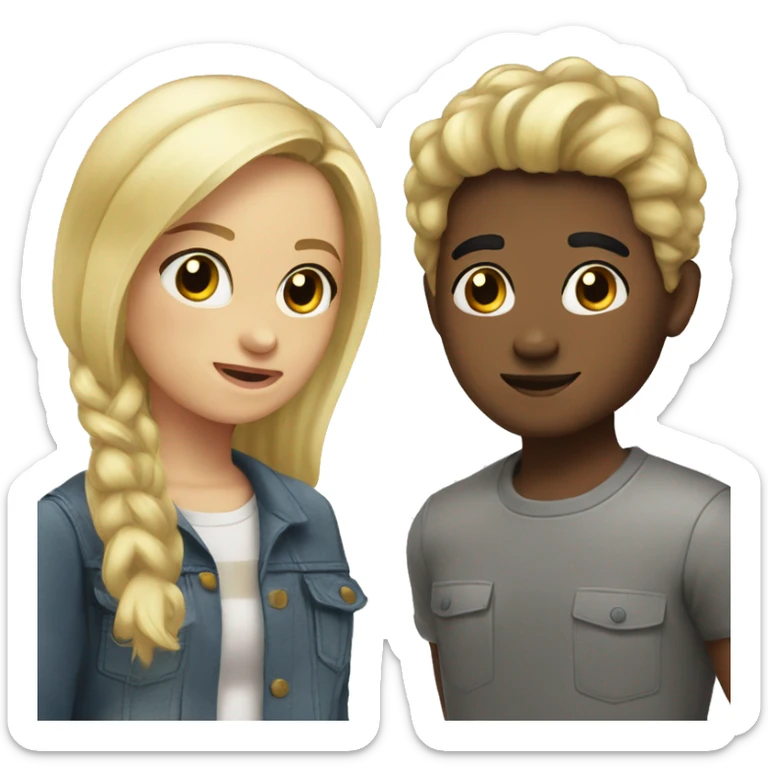 Two best Friends oke with black hair one with blonde hair  sticker