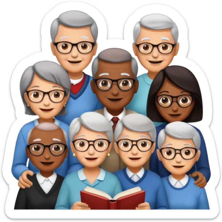 social gathering of old people  hosted by the intellectual journal Dushu in a bookstore sticker