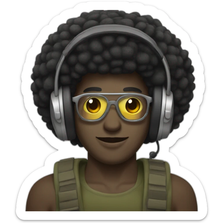 Un Afro (touffu et homme )avec un casque de musique  sticker
