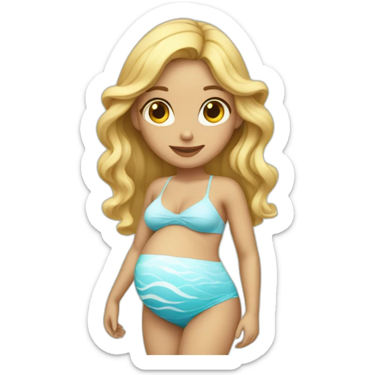 adorable pregnant blond full body women with beach-wave-hair sticker