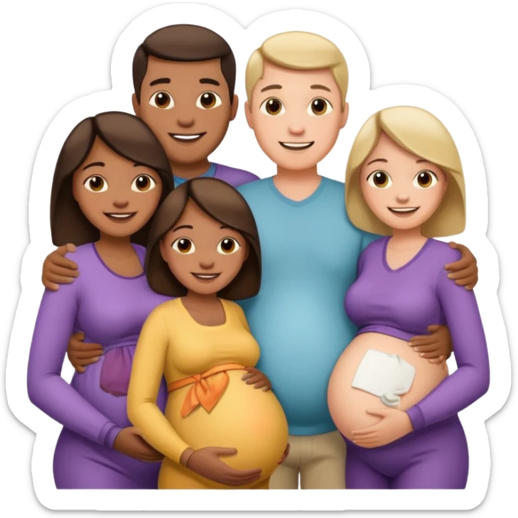 A large family grandmothers paternal aunts maternal sister great grandparents and a pregnant couple  sticker