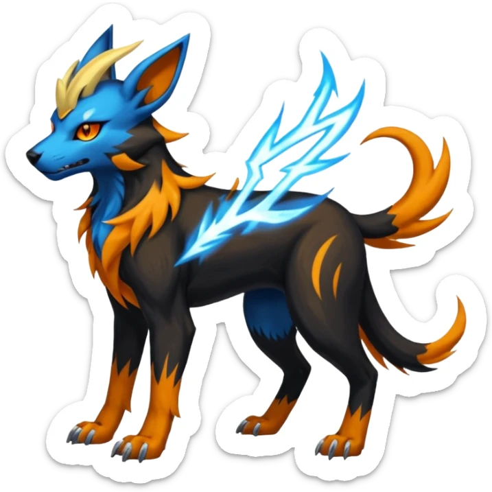 Manectric-Houndoom-Luxray-Bobcat-Fakémon-fusion-animal-creature, full body  sticker